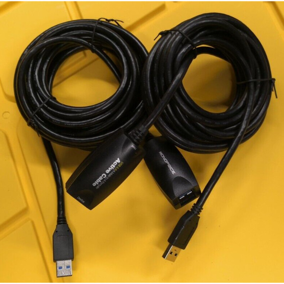 2pack- Monoprice USB-A to USB-A Female 3.0 Extension Cable - Active, Black, 15ft - Picture 2 of 7